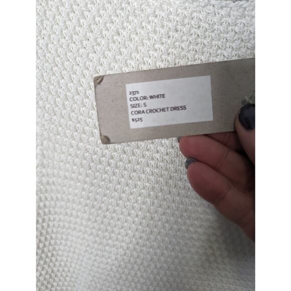 M. Patmos Cora White Knit Crochet Mini Knee Length Dress NWT Small Boho - Picture 6 of 9